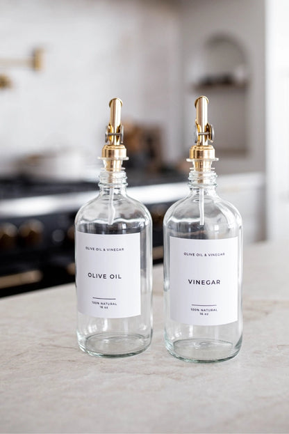 Olive & Vinegar Glass Clear Bottles