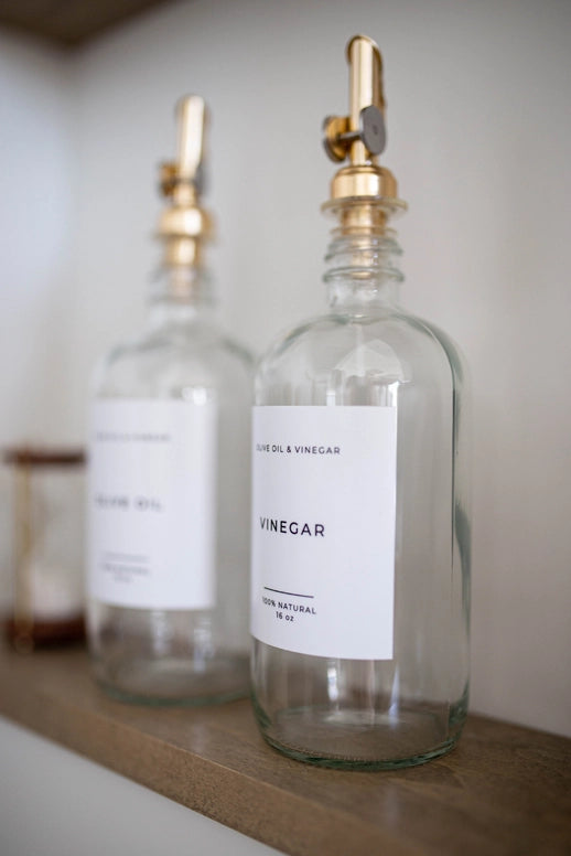 Olive & Vinegar Glass Clear Bottles