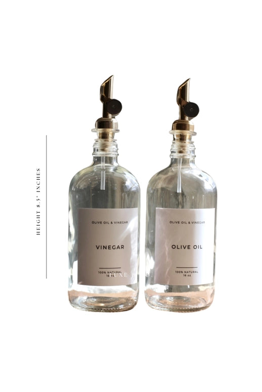 Olive & Vinegar Glass Clear Bottles