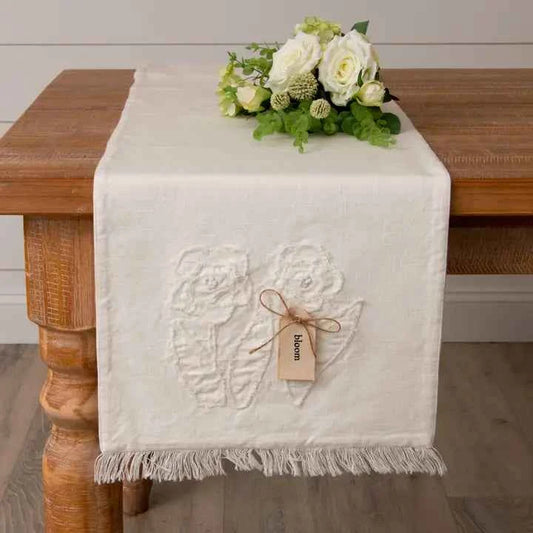 Table Runner - Raggedy Flowers with Fabric Tag