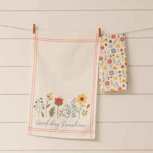 Tea Towels - Good Day Sunshine, Floral Pattern (Pk/02)