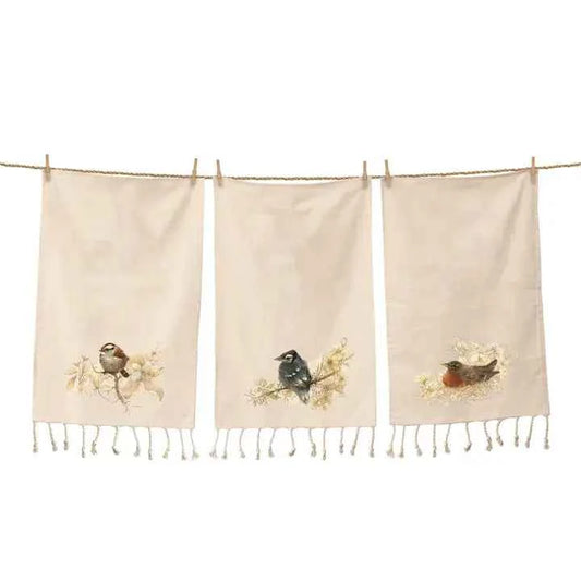 Tea Towels - Sepia Birds in Nests (Pk/03 Ast)