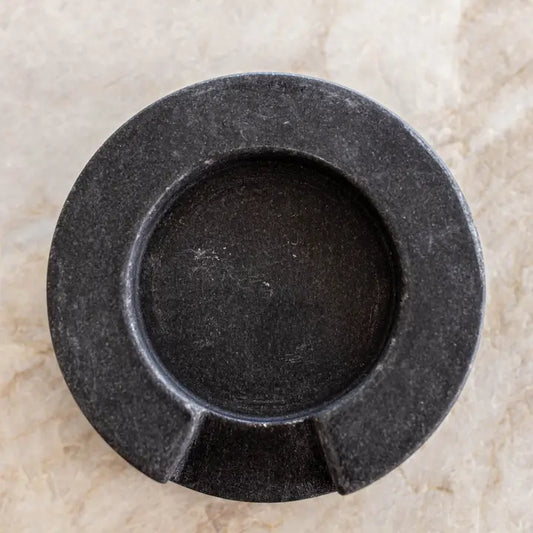 Turned Charcoal Marble Round Spoon Rest