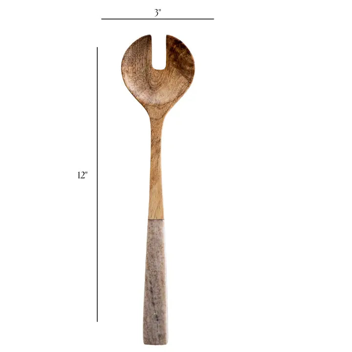 Mango Wood Serving Spoons with Marble Detailing